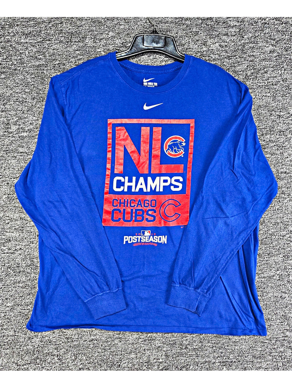 Nike Chicago Cubs MLB NL Champs Postseason Long Sleeve Shirt Blue Size 2XL